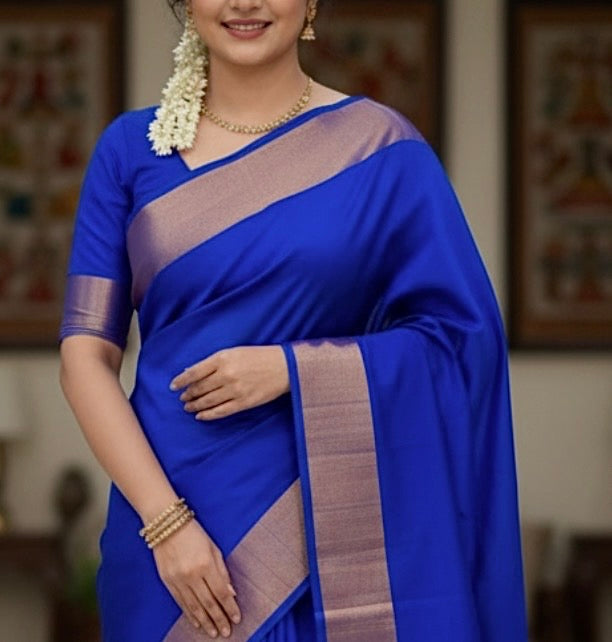 Sahiti- Handwoven Blue Uppada Silk Saree