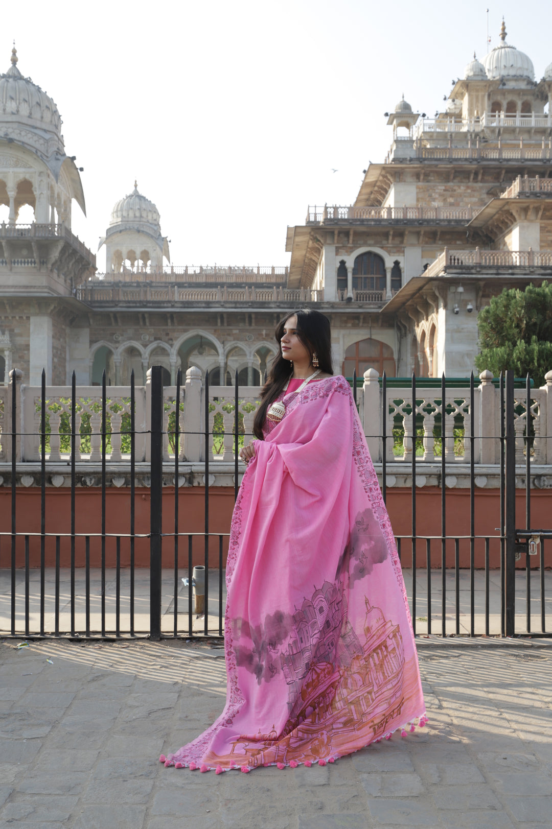 My City, My Saree - Jaipur : Designer Hand Painted Cotton Saree
