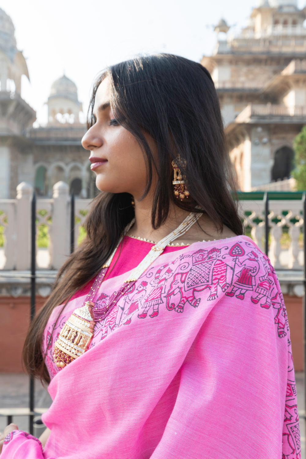 My City, My Saree - Jaipur : Designer Hand Painted Cotton Saree