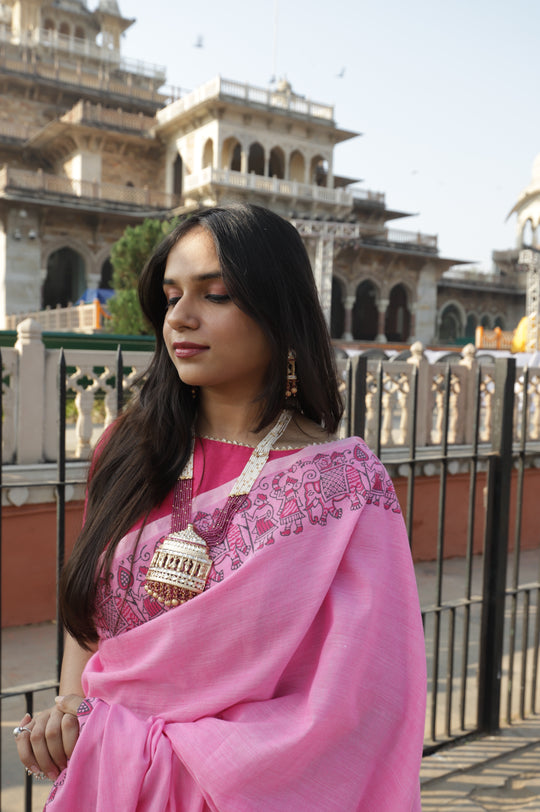 My City, My Saree - Jaipur : Designer Hand Painted Cotton Saree