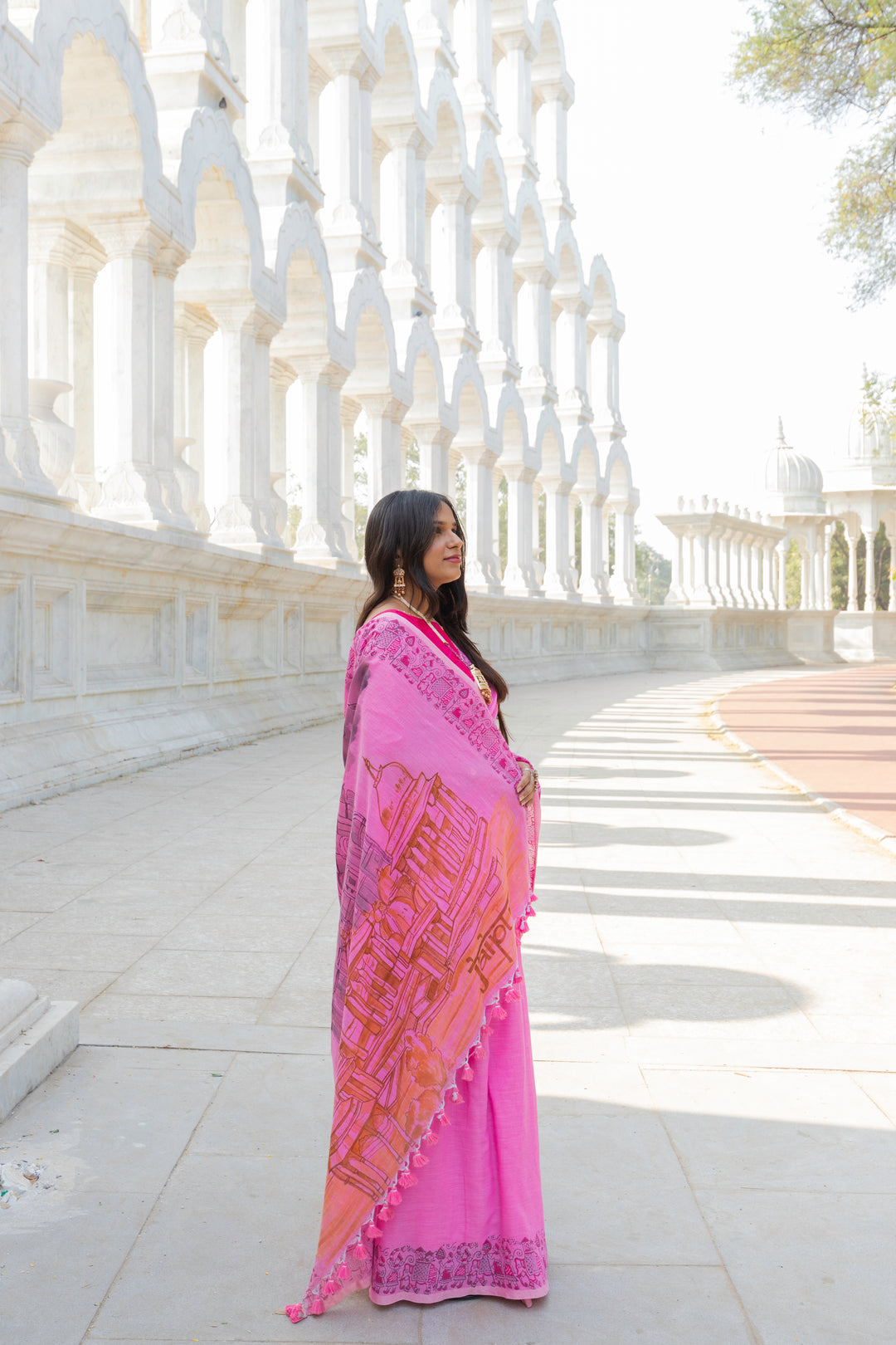My City, My Saree - Jaipur : Designer Hand Painted Cotton Saree