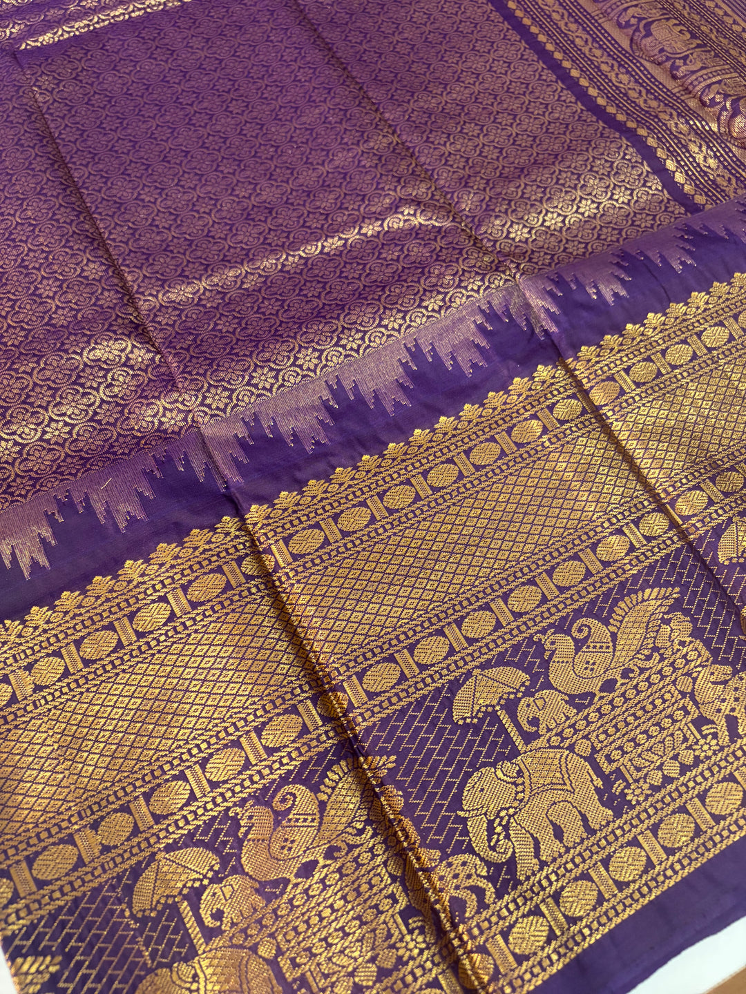One Saree One Story - Yellow Purple Gadwal Silk Saree