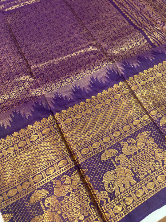 One Saree One Story - Yellow Purple Gadwal Silk Saree