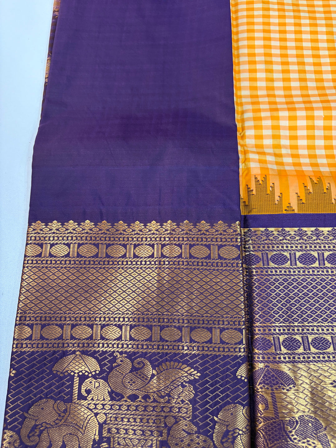 One Saree One Story - Yellow Purple Gadwal Silk Saree