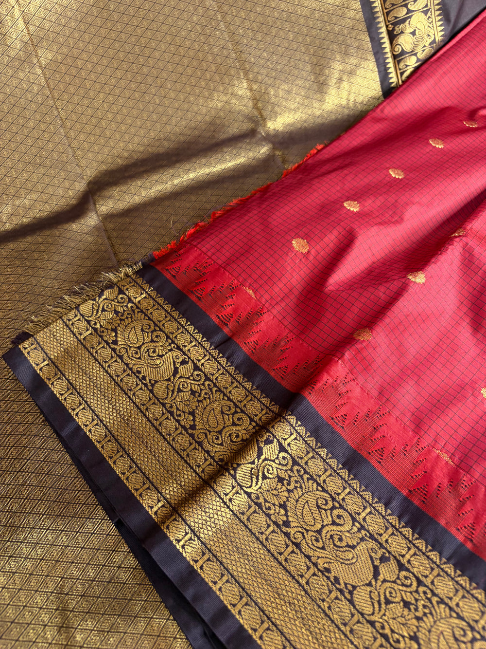 One Saree One Story - Red Gadwal Saree