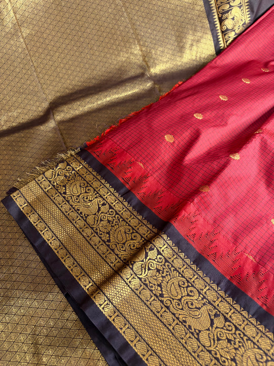One Saree One Story - Red Gadwal Saree