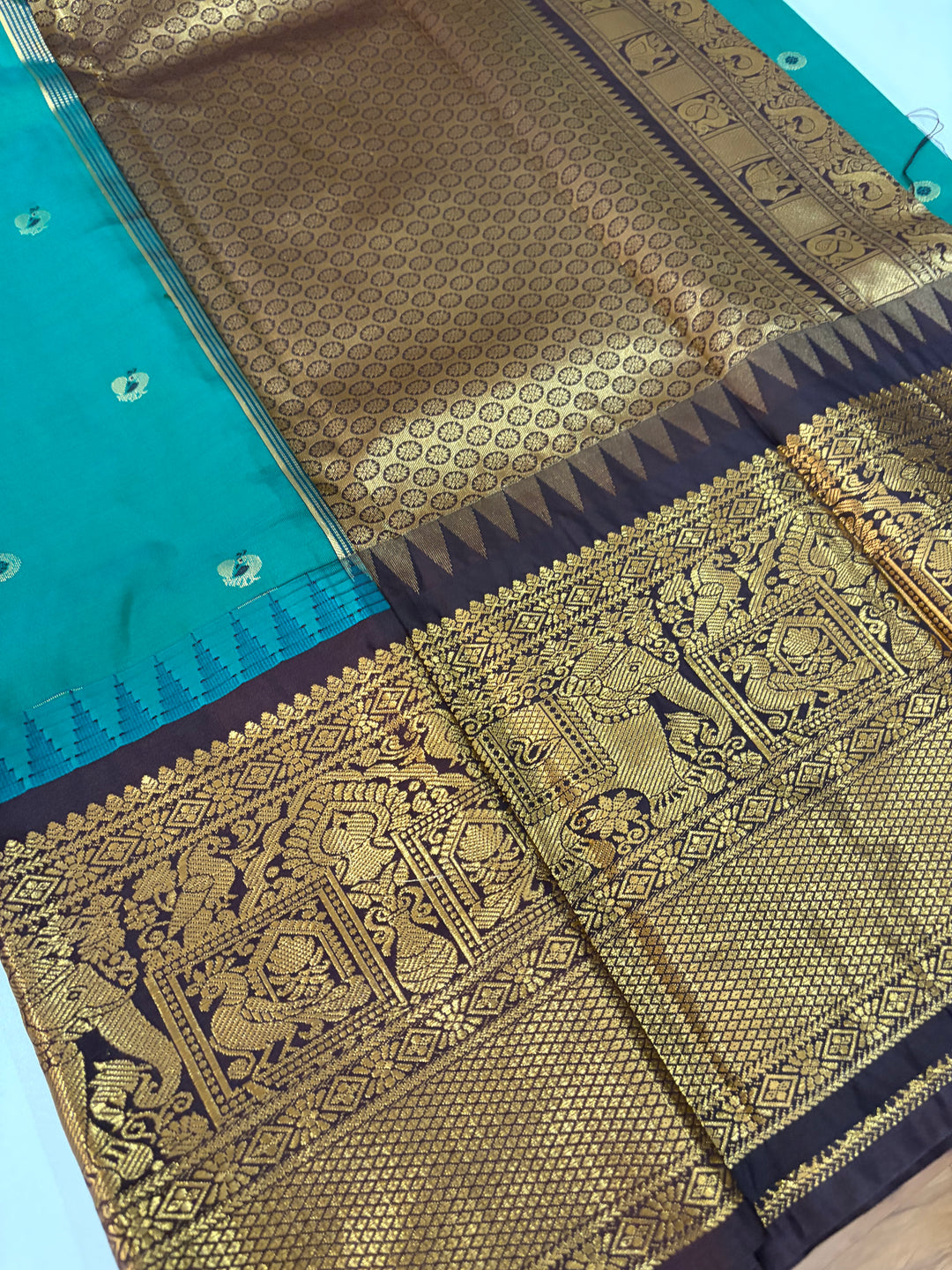 One Saree One Story - Teal Colour Gadwal SIlk Saree