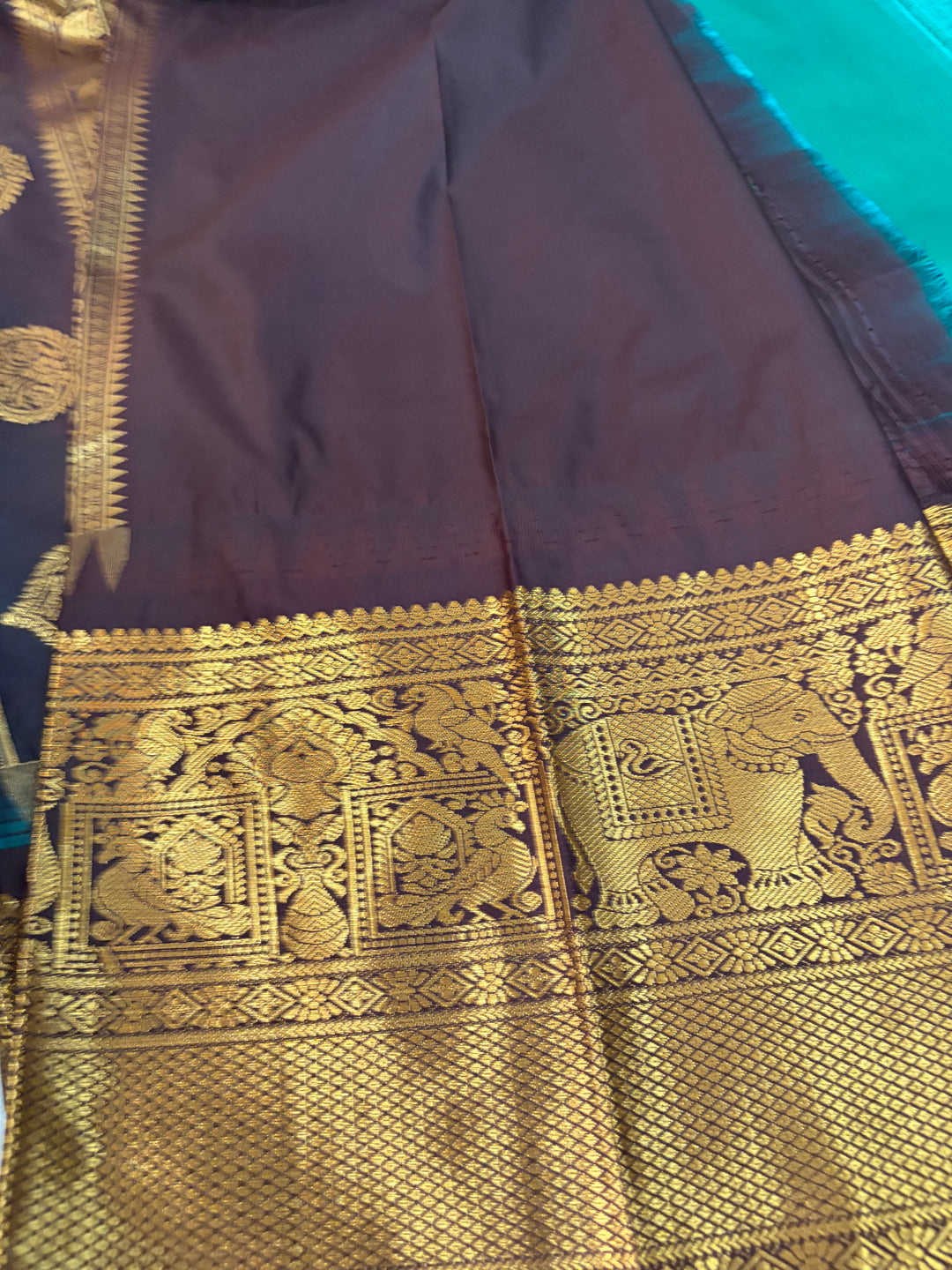 One Saree One Story - Teal Colour Gadwal SIlk Saree