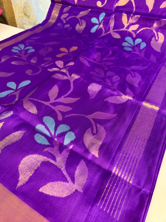 Shreya - Royal Purple Uppada Jamdani Silk Saree