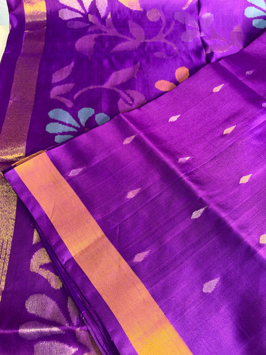Shreya - Royal Purple Uppada Jamdani Silk Saree