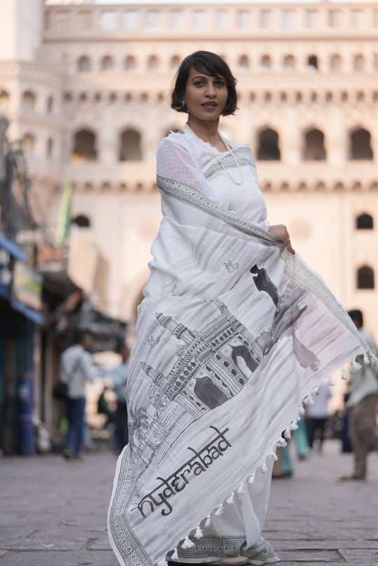 My City, My Saree - HYDERABAD :Designer Hand Painted Cotton Saree