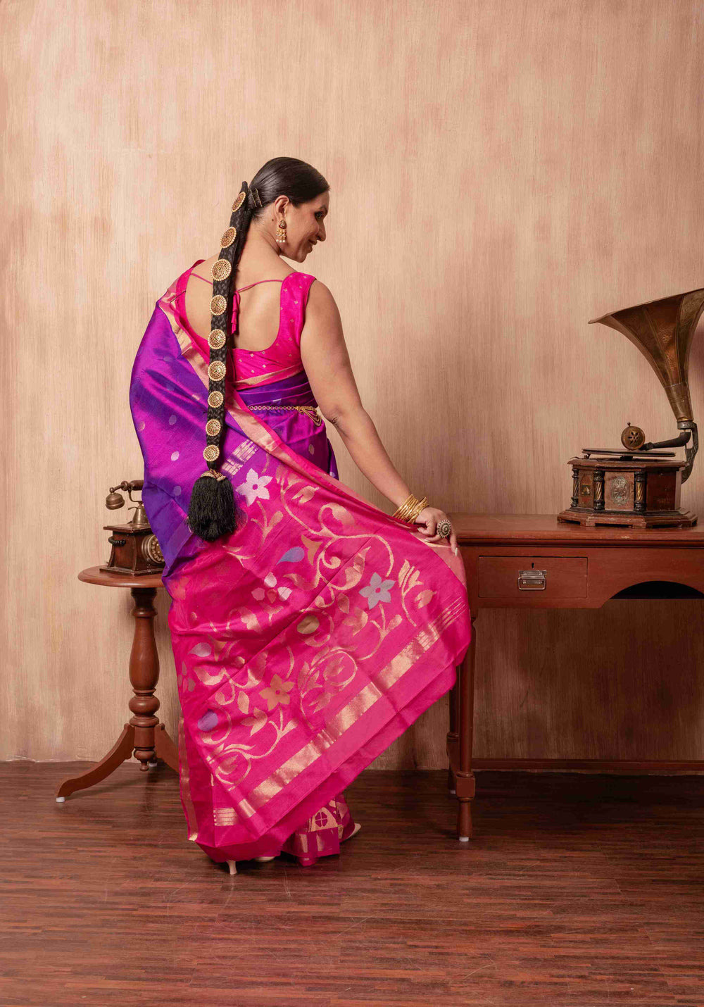 Sriya - Royal Purple Handwoven Uppada Jamdani Silk Saree