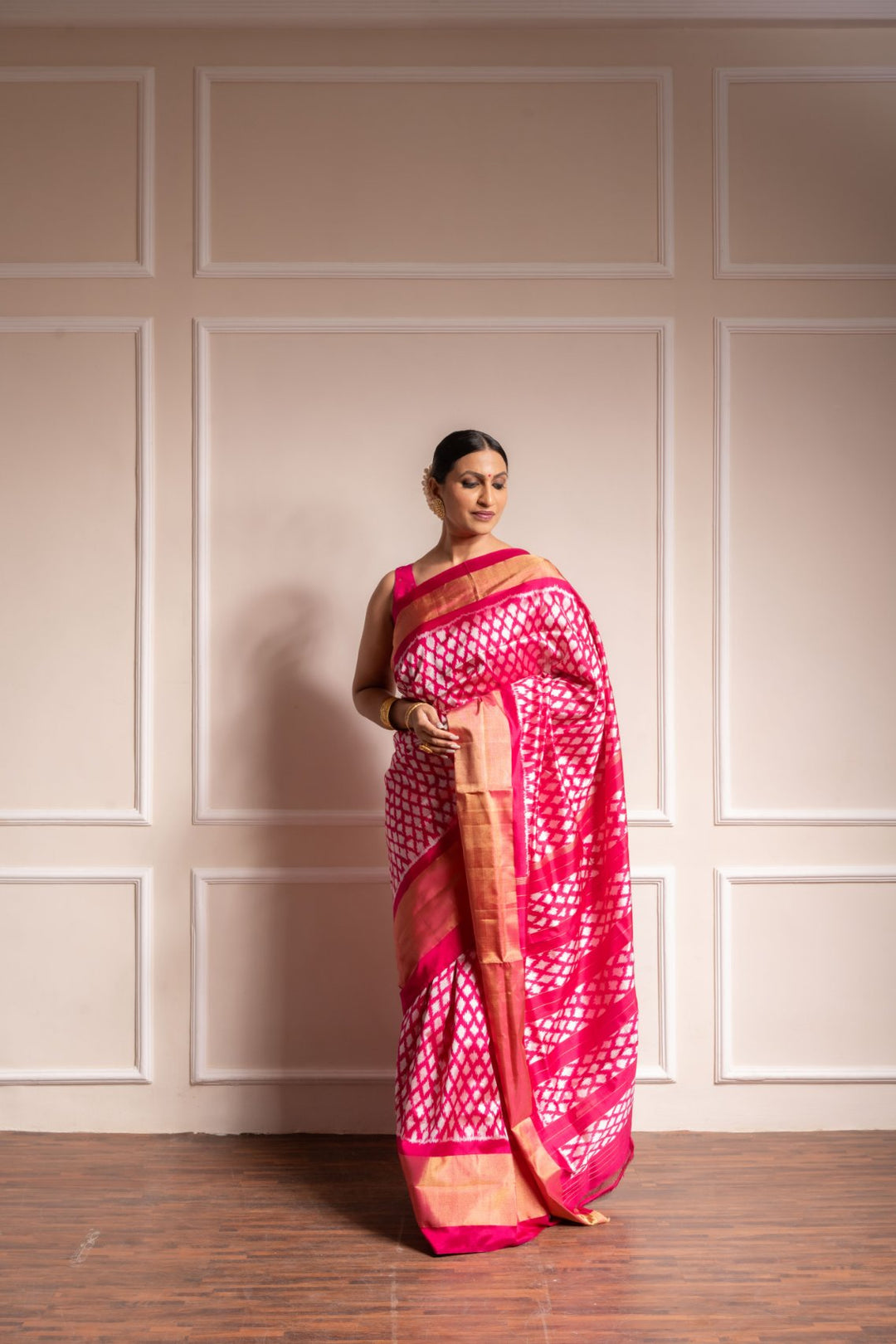 Playfully Pink - Handwoven Pochampally Silk Saree