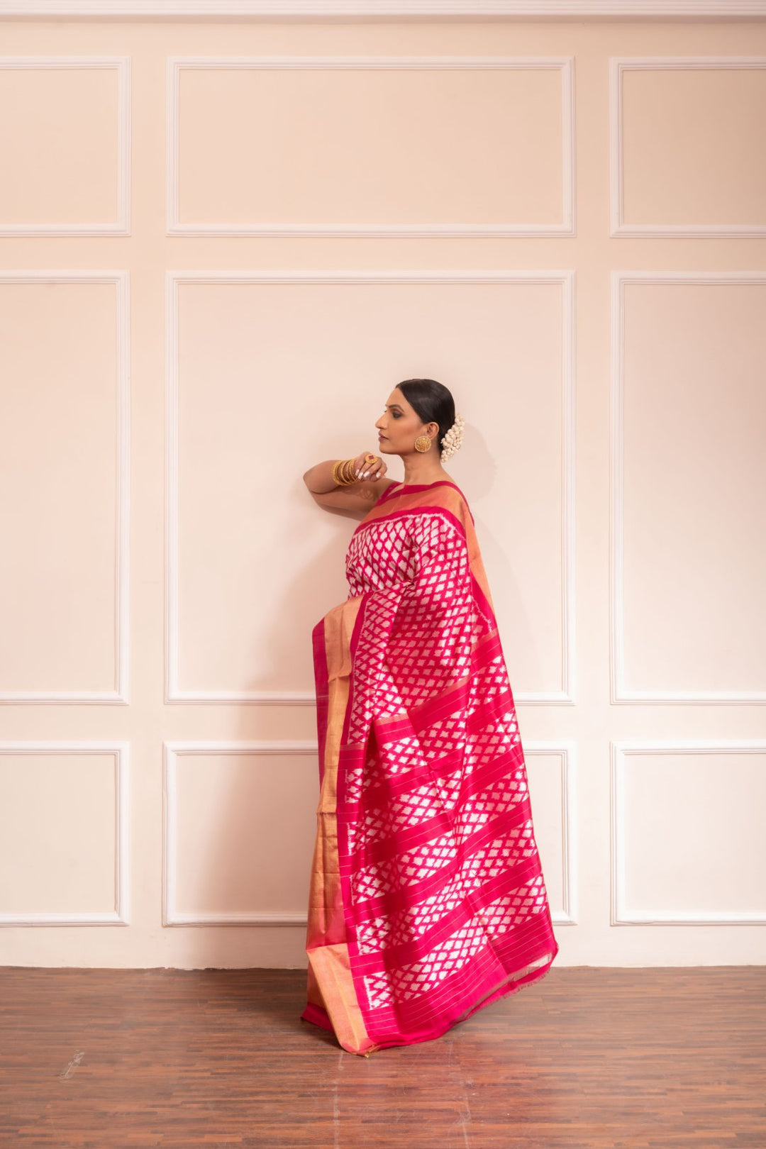 Playfully Pink - Handwoven Pochampally Silk Saree