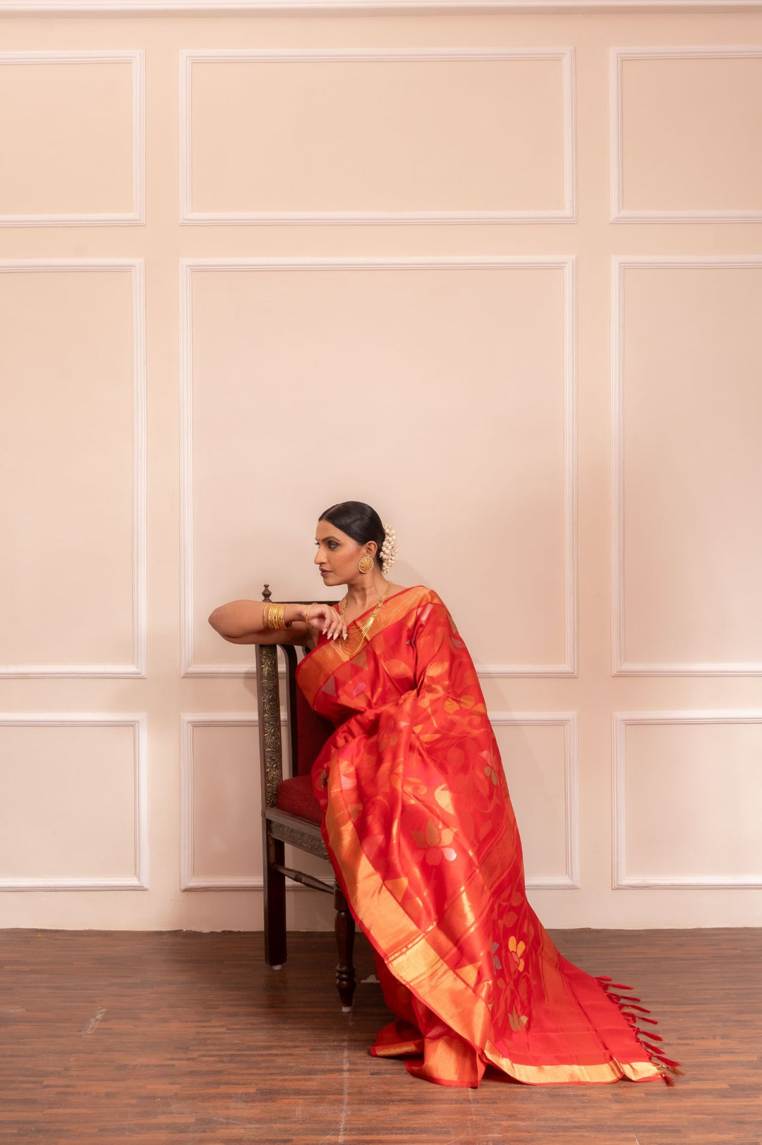Devi - Royal Handwoven Uppada Jamdani Silk Saree