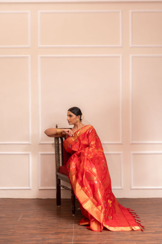 Devi - Royal Handwoven Uppada Jamdani Silk Saree