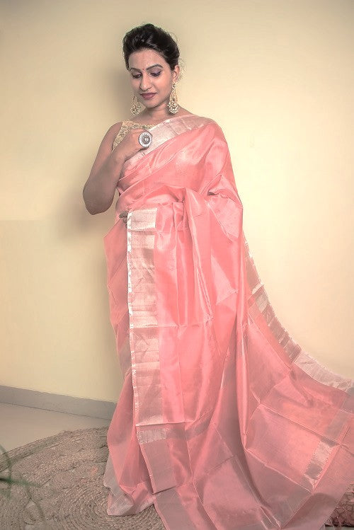 Flamingo Love - PREORDER Pink Handwoven Uppada Silk
