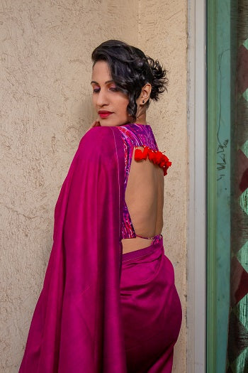 Aarya - Handloom Wine Colour Cotton Saree