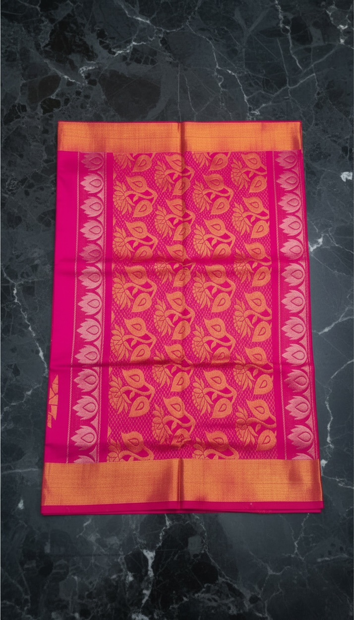 The Lotus Saree - Rani Pink Uppada Silk Saree