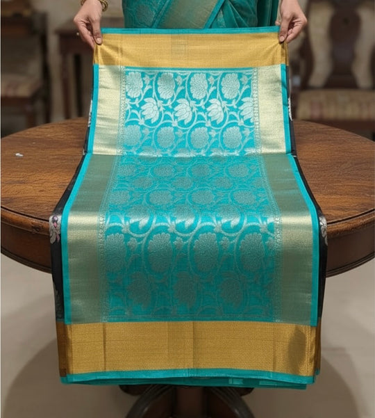 That Black & Teal Saree - Handwoven Uppada Silk Saree
