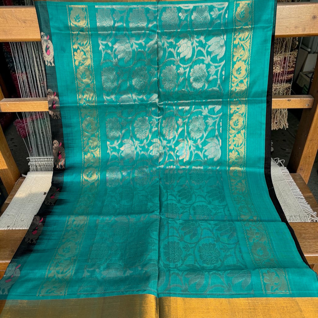 That Black & Teal Saree - Handwoven Uppada Silk Saree