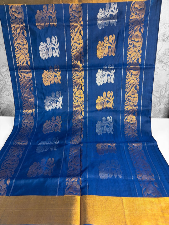 The Lotus Saree - Royal Azure Blue Uppada Silk Saree