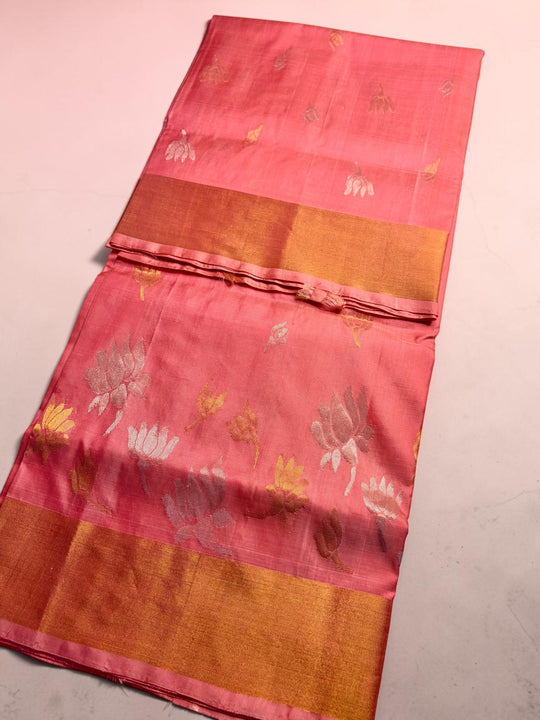 The Lotus Saree- Peach Pink Uppada Silk Saree