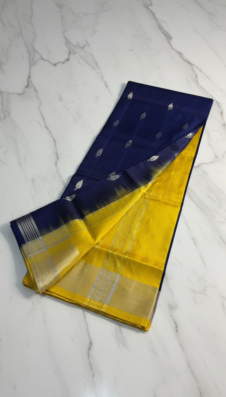 Nila - Blue and Golden Yellow Uppada Silk Saree