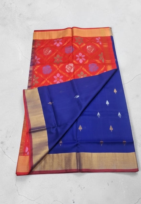 Lata - Blue Handwoven Uppada Jamdani Silk Saree