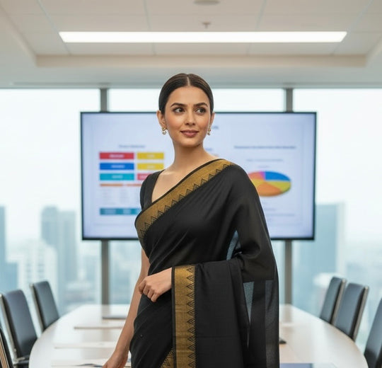 Power in Black- Cotton Saree