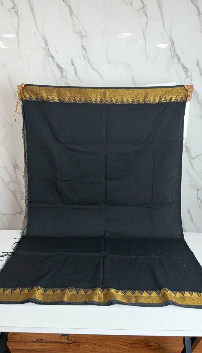 Power in Black- Cotton Saree