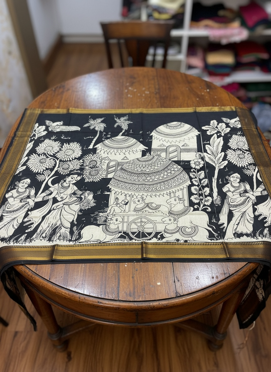 The Rustic Story- Handpainted Kalamkari Dupatta