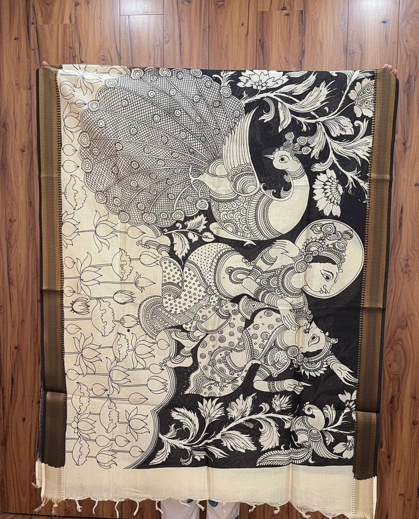 The Grand Art- Handpainted Kalamkari Dupatta