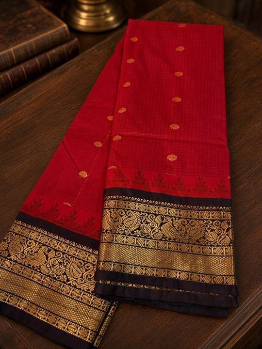 One Saree One Story - Red Gadwal Saree