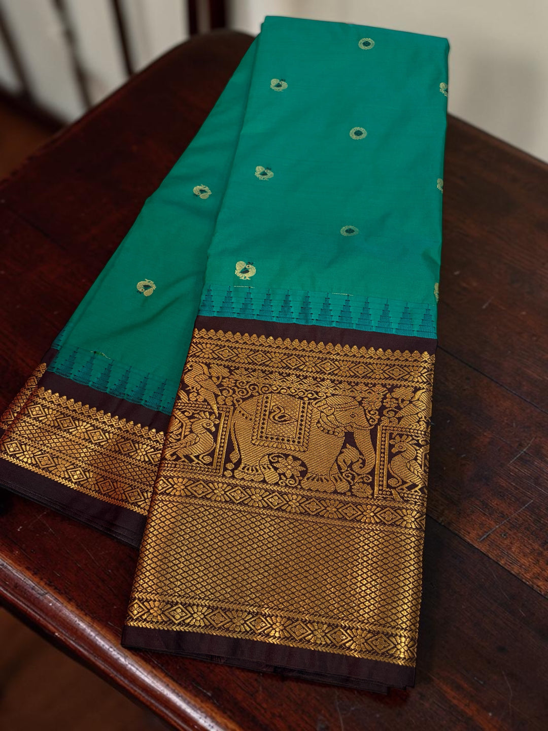 One Saree One Story - Teal Colour Gadwal SIlk Saree