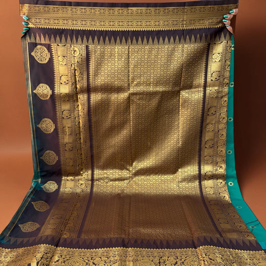 One Saree One Story - Teal Colour Gadwal SIlk Saree
