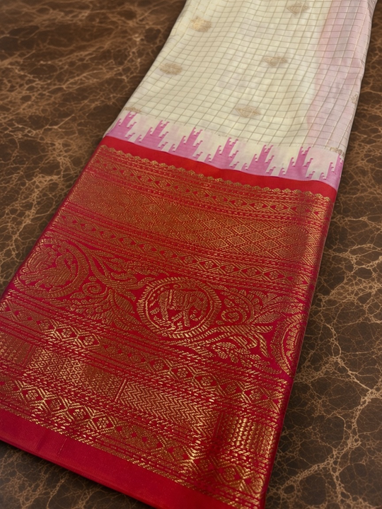 One Saree One Story - Cream & Pink Gadwal Saree
