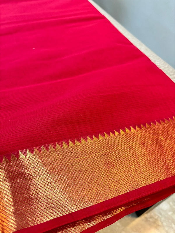 Sindhura - Red Mangalgiri Handloom Cotton Saree