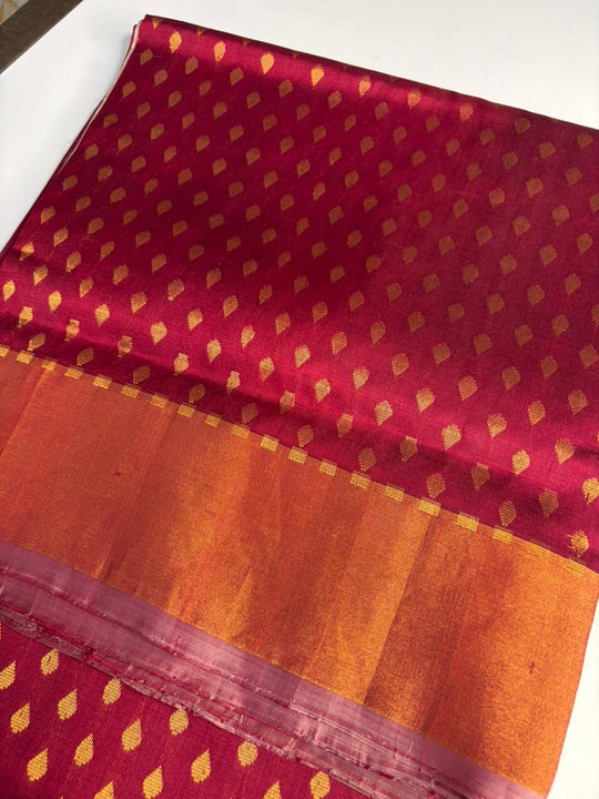 Cherry Cream - Handwoven Uppada Silk Saree