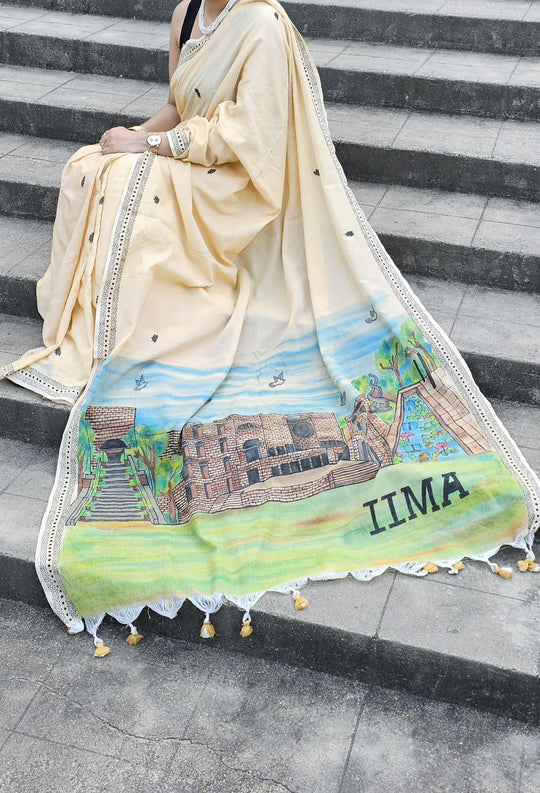My University, My Saree - IIM Ahmedabad Hand Painted Saree
