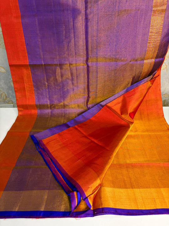 Dusk & Dawn - Orange Uppada Tissue Silk Saree