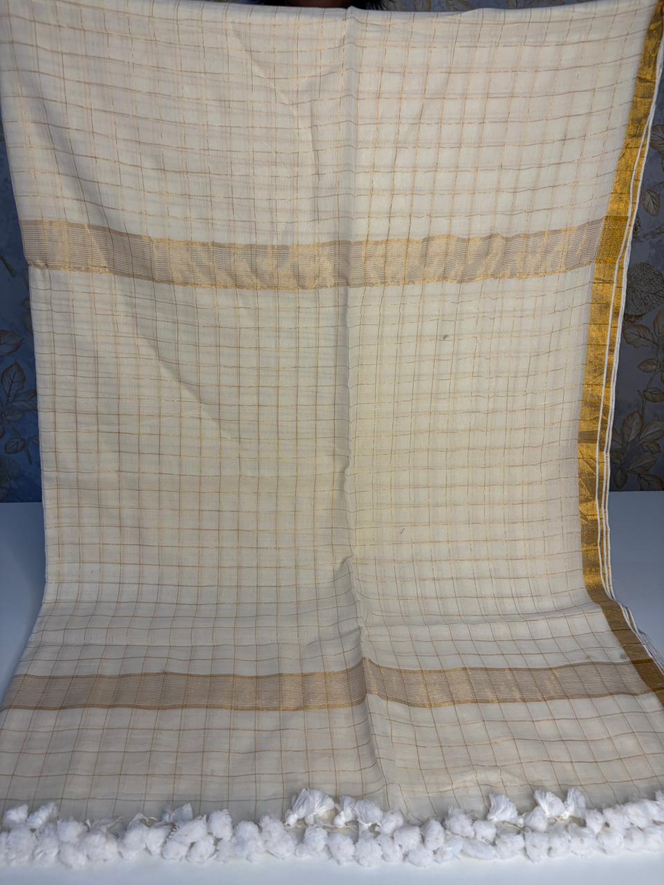 Onam Off White - Cotton Saree