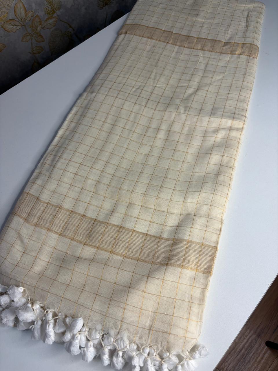Onam Off White - Cotton Saree