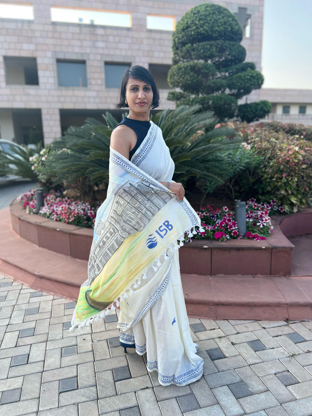 My University, My Saree - ISB Hand Painted Saree