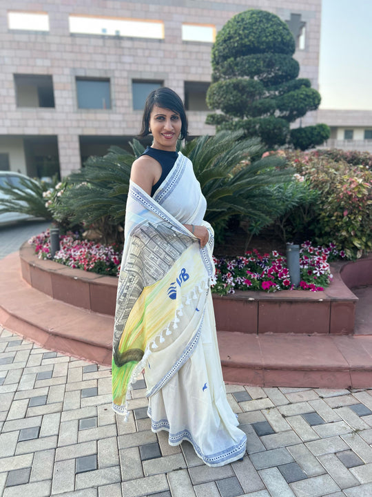 My University, My Saree - ISB Hand Painted Saree