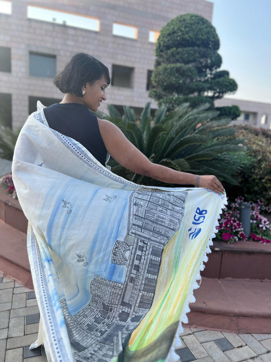 My University, My Saree - ISB Hand Painted Saree