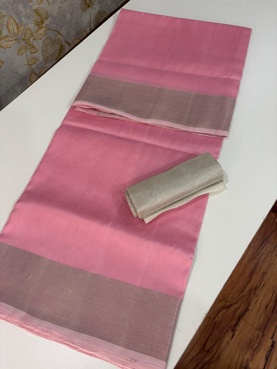Flamingo Love - Pink Handwoven Uppada Silk