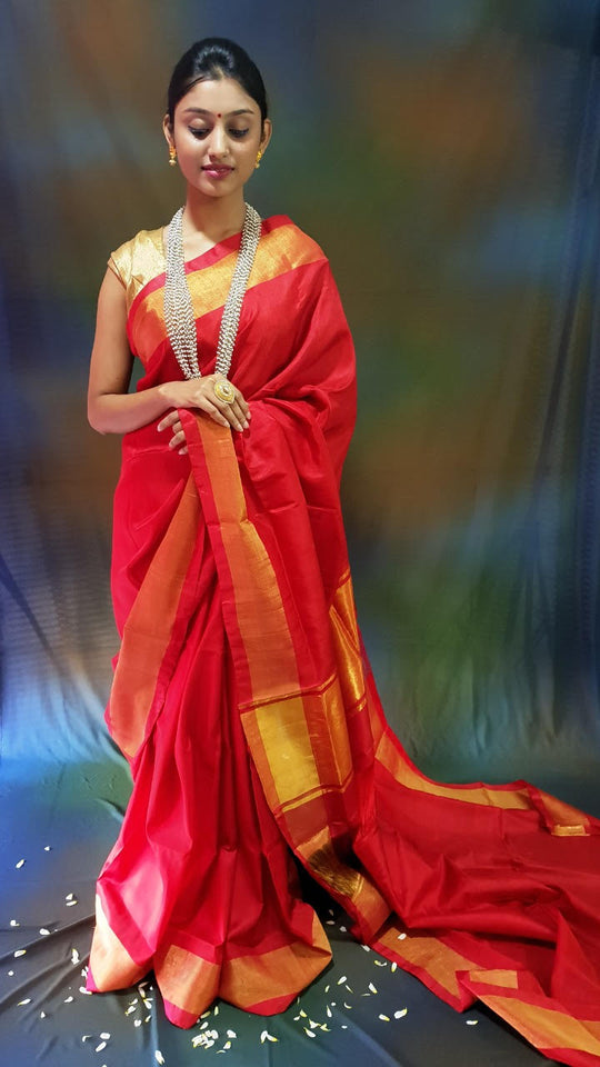 Kumkum- Red Handwoven Uppada Silk Saree