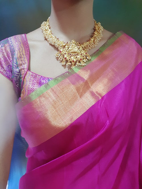 Pavitra - Handwoven Pink Green Silk Saree