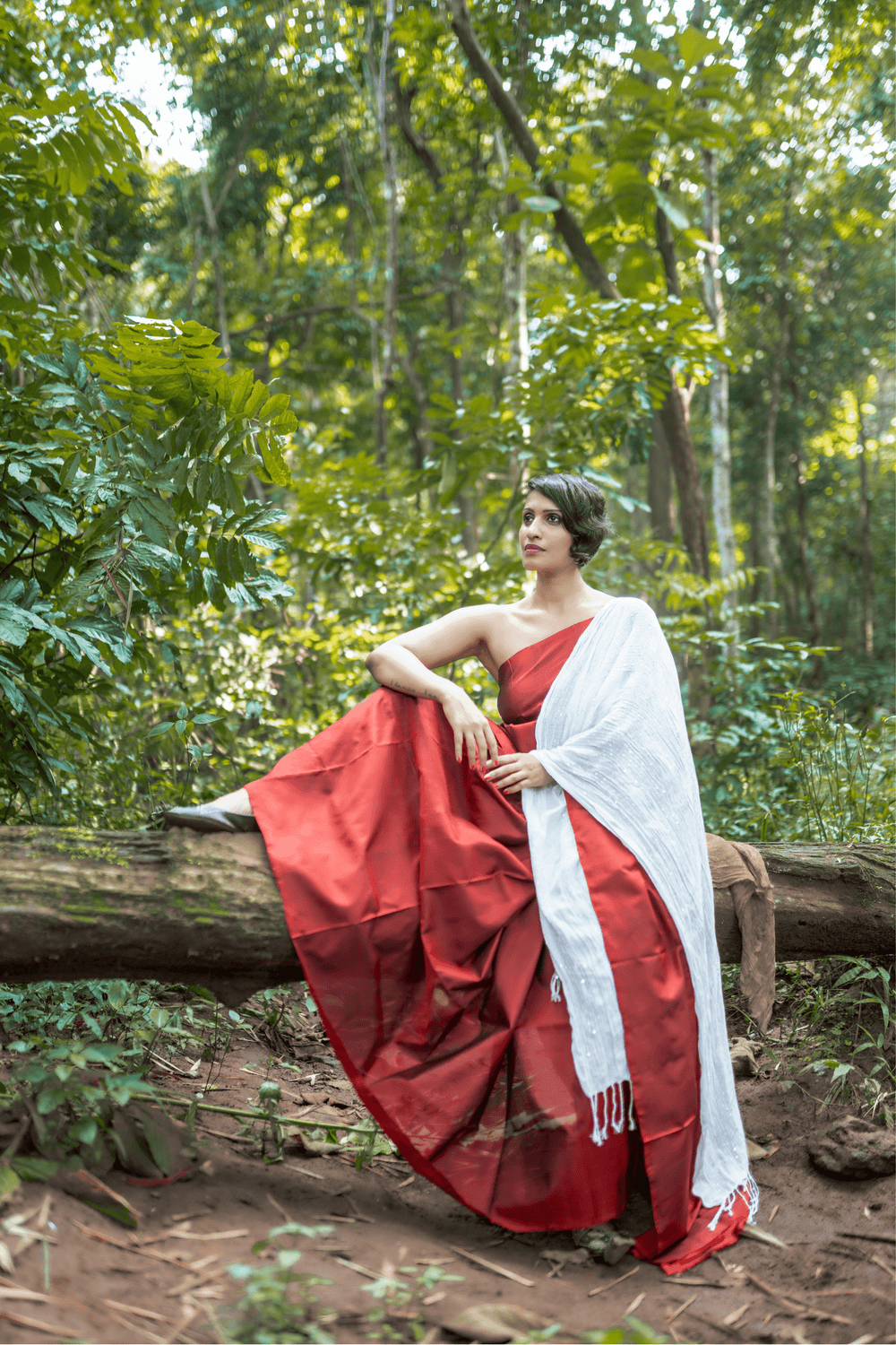 Reya - Maroon/Forest Red Handwoven Uppada Silk Saree